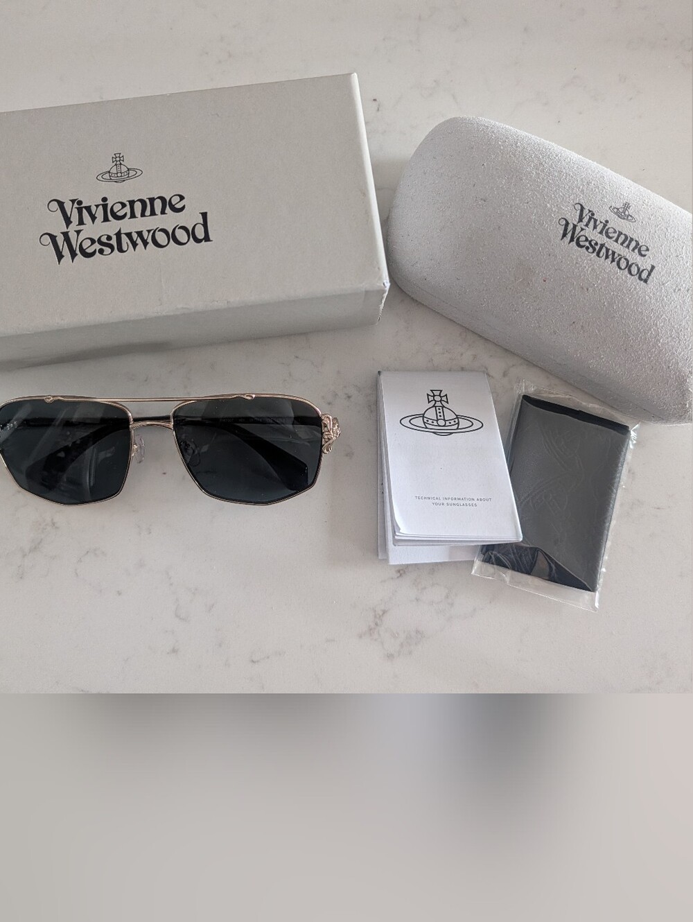 Vivienne Westwood Rococo Gold Frame Sunglasses with Black Lenses